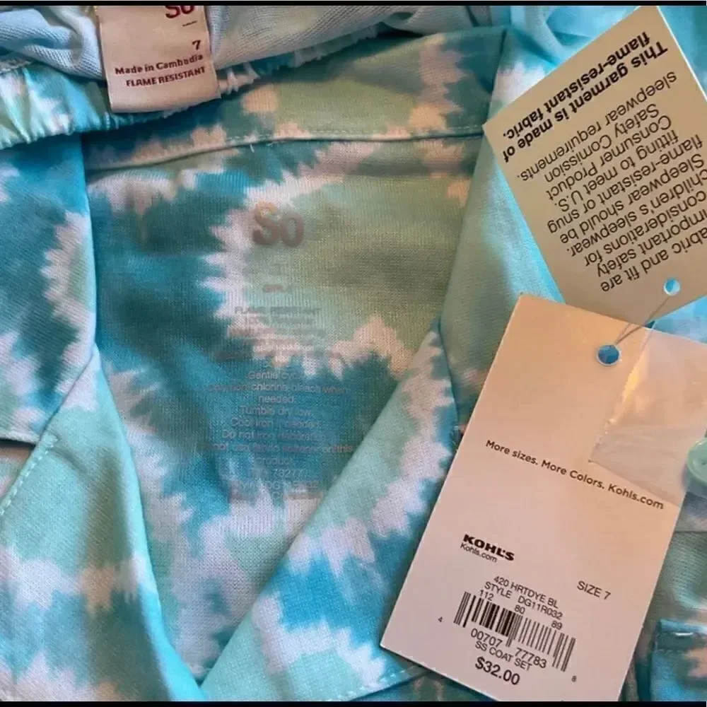 SO Girl's Size 7 Top and Shorts Pajama Set - Heart Design